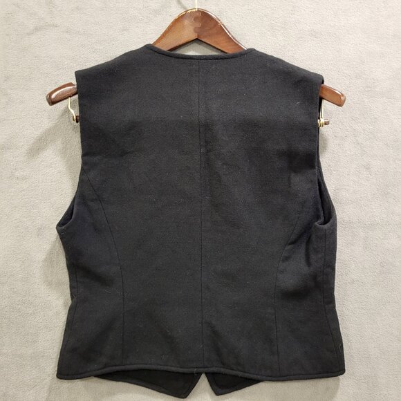 Vintage Linda Allard Ellen Tracy 100% Wool Vest Black Women Size 10 Grandma Boho - Picture 2 of 5